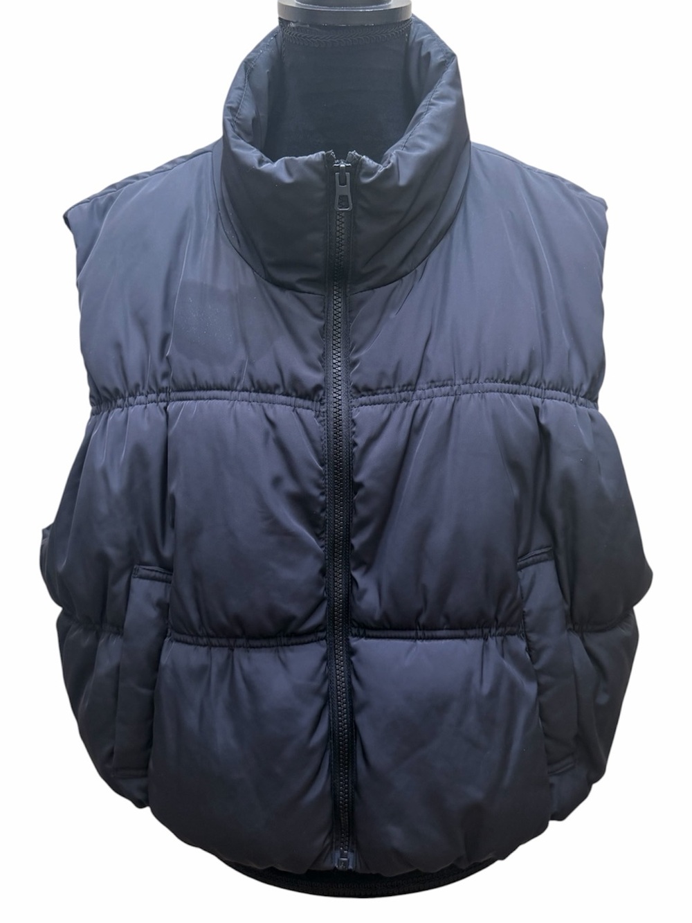 H&M Black Cropped Puffer Vest Zip Up Women’s Size XL